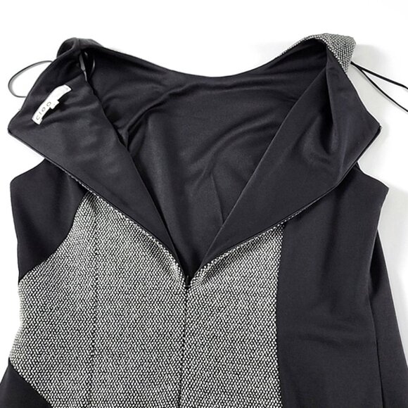 Cleo Sleeveless Dress Black Grey Boat Neckline Knee Length Fitted Size 10 - Picture 4 of 12